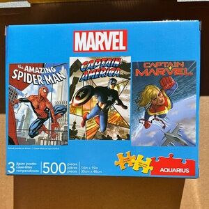 3 Puzzles 500pc Marvel Spider-Man Captain America Captain Marvel